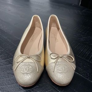 Chanel Gold Ballerina Flats Size 37.5
